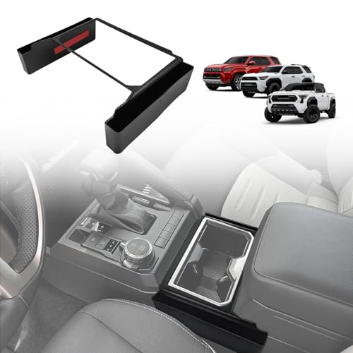 Muslogy Center Console Organizer Hanging Storage Box Compatible with 2024 2025 2026 Toyota Tacoma & 2025+ 4Runner Accessories Console Left & Right Phone Pocket Gear Shift Side Organizer - color: Black, size: Console Side Hanging Organizer