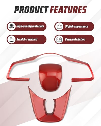 Steering Wheel Gear Shift Cover Fit for Kia Forte Cerato K3 2019 2020 2021 2022 2023 2024, Red ABS Interior Decoration