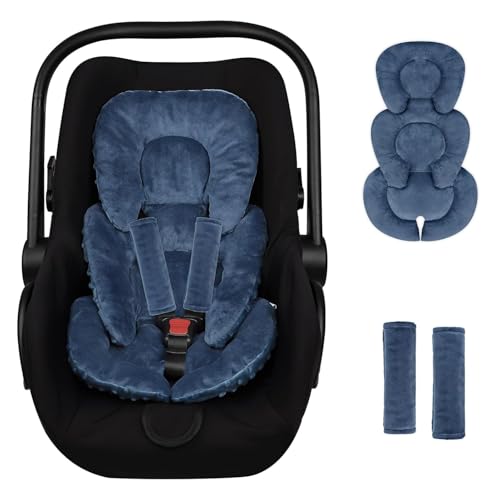Infant Car Seat Insert Head and Body Support, GFU Reversible Newborn Insert for Carseat with Strap Pads, Soft Stroller Cushion Pillow Insert for Boys and Girls, Fits for Stroller, Swing, Blue - color: Blue