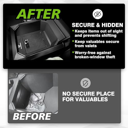 VaultsOnWheels for 2025 2024 Tesla Cybertruck Center Console Safe Gun Safe Vault Hidden Console Storage LockBox Anti-Theft Pry-Proof High Security Biometric Fingerprint Lock - size: Cybertruck|24+|Center Console Vault