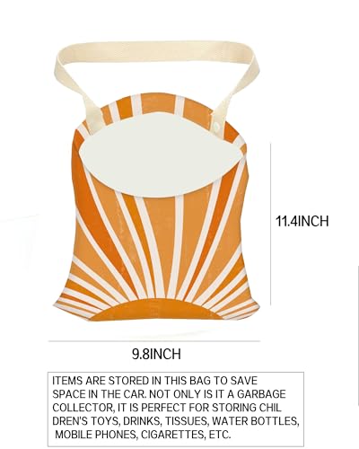 Car Garbage Can, Car Trash Bag, Car Garbage Bag, Hanging Car Trash Can for Car Accessories, Vehicle, Travelling, Camping, Cute Car Back Seat Organizer, Retro Sun Design - color: Retro Sun Design