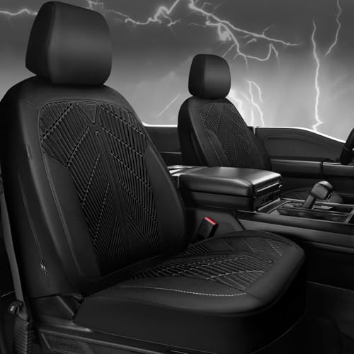 CAR PASS Waterproof Car seat covers Front Seats covers Neoprene Wetsuit, All-Weather Non-Slip Durable, Universal Fit for SUV Sedans Trucks Vans Automotive, Armrest Airbag Compatible, 3D Emboss 2 Black - color: ALL Black-Front Seat, size: Two Front