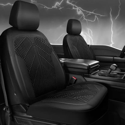 CAR PASS Waterproof Car seat covers Front Seats covers Neoprene Wetsuit, All-Weather Non-Slip Durable, Universal Fit for SUV Sedans Trucks Vans Automotive, Armrest Airbag Compatible, 3D Emboss 2 Black - color: ALL Black-Front Seat, size: Two Front
