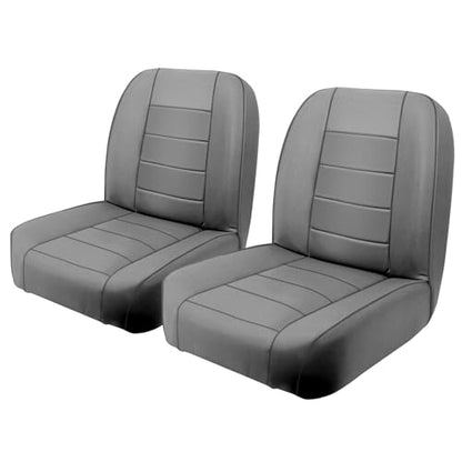 Seat Covers Compatible with 1965-1979 Jeep CJ5, 1976-1980 Jeep CJ7, Front Low-Back Bucket Driver & Passenger Seat - color: charcoal