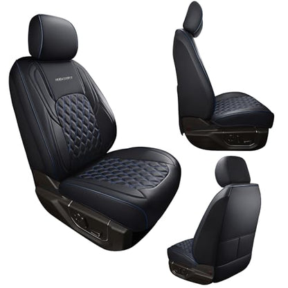 Huidasource Silverado Truck Seat Covers Custom Fit for Chevy Silverado GMC Sierra 1500 2014-2018, 2500HD 3500HD 2015-2019 Crew Double Extended Cab Pickup Waterproof Seat Cover(Full Set/Black&Blue) - color: Black&Blue, size: Full Set 2014-2018 (Curved Benc