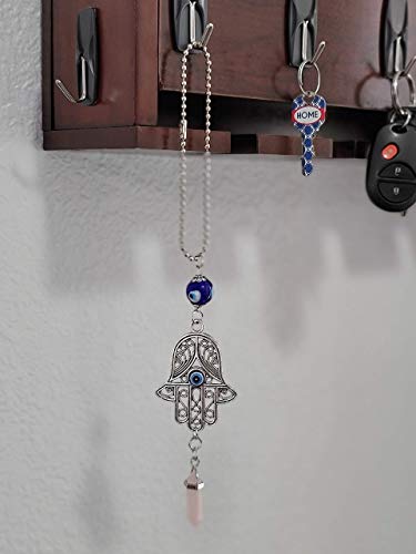 LUCKBOOSTIUM Hand Protection Amulet Evil Eye Car Rearview Mirror Hanging Ornament Charms Accessories Good Luck Charms - (2"x11" Pink Crystal) - color: Pink Crystal