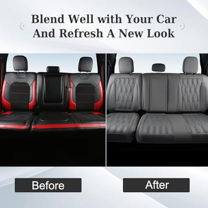 Coverado Rear Leather Seat Covers for Ford F150 2015-2026, F250 F350 F450 2017-2026, Car SUV Pickup Truck Seat Protection, Gray
