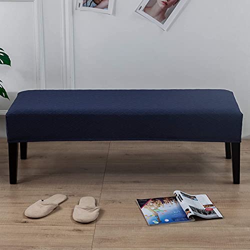 Dining Bench Cover, Stretch Washable Long Bench Seat Covers, Rectangle Dining Table Bench Slipover for Dining Room, Living Room, Kitchen(Midnight Blue)