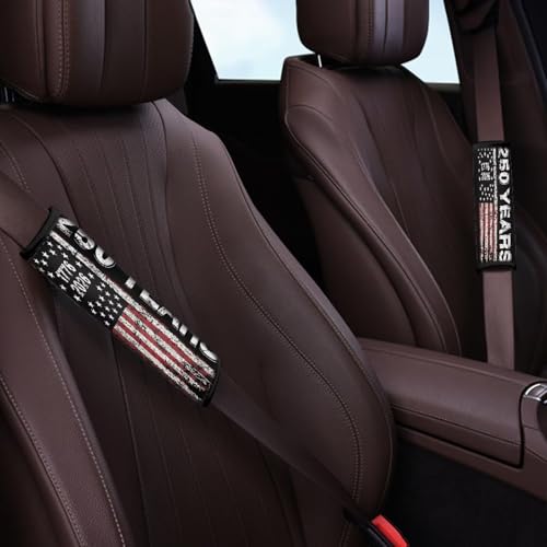 Dreaweet 250 Years American Flag Print Seat Belt Cover Pad 2 Pack Universal Seatbelt Covers for Cars SUV Trucks Soft Comfortable Seat Belt Cushion Shoulder Strap - color: 250 Years American Flag