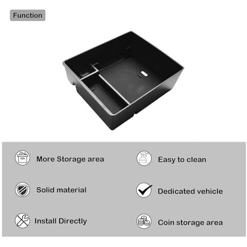Compatible with GMC Acadia Center Console Organizer 2017-2019 2020 2021 2022 2023 Acadia SL SLE SLT Denali AT4 Interior Accessories, ABS Armrest Storage Box Insert Tray, Black