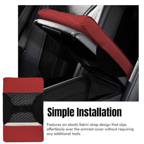 Hovom Car Center Console Armrest Pillow, 12.6"×7.87"×1.97" Leather Arm Rest Cover for Cars, Soft Comfortable Auto Armrest Cushion Pad, Vehicle Middle Console Cover, Car Accessories (Wine Red) - color: Wine Red