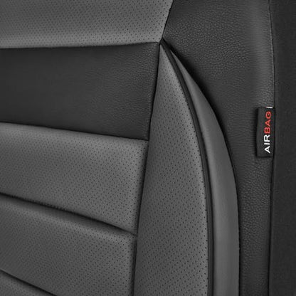 CAR PASS Car Seat Covers Front Seats Only, Universal Fit Automotive Interior Waterproof 3D Foam Back Support Car Seat Covers for Trucks Vans and SUVs Airbag compatible 2 Pieces black gray grey - color: Gray Two Front