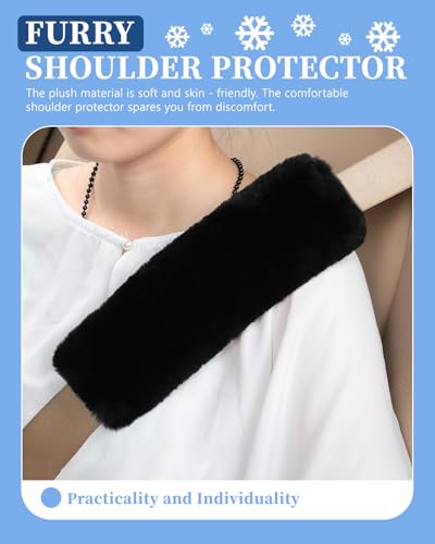 4 Pack Car Seat Belt Pads Shoulder Cover Baby Safety Belt Protector with Adjustable Soft Plush Strap Protect Neck and Shoulder (Black)