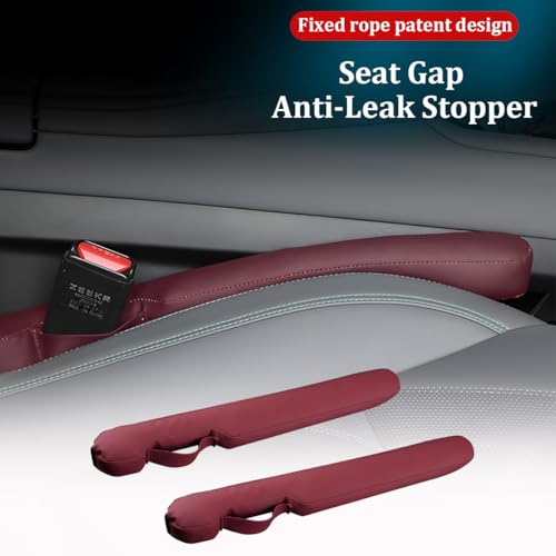 Car Seat Gap Filler, 2PCS Between Vehicle Seats Console Organizer Stop Things from Dropping, Automotive Interior Chair Gap Coverage Fill, Universal for SUV Automobile Truck (Wine Red) - color: Wine Red