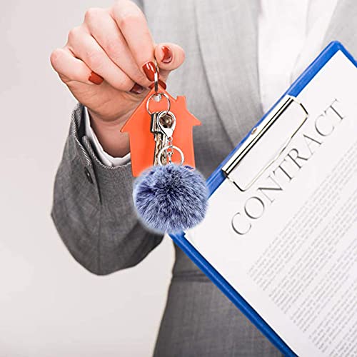 Cute Faux Rabbit Fur Ball Pom Pom Keychain Car Key Ring Handbag Tote Bag Pendant Purse Charm - color: Frost Purple New1