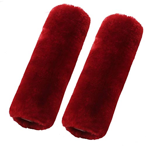 2 Pack Genuine Sheepskin Wool Car Seat Belt Pads for Auto Car Seatbelt Covers, Soft Shoulder Pad, Neck Cushion Protector(Claret) - color: Claret, size: Shearling Wool
