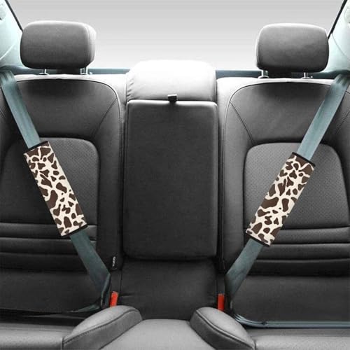 Dreaweet Brown Cow Print Seat Belt Cover Pad Cute Car Accessories Seatbelt Covers for Women Kids 2 Pack Car Seat Shoulder Strap Pads Soft Seat Belt Covers Universal Seatbelt Cushion for Car SUV Truck - color: Brown Cow