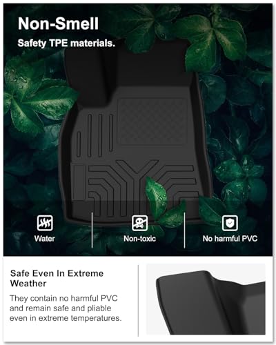 Floor Mats for 2012-2020 Tesla Model S, Custom Fit All Weather Car Mats, Heavy Duty TPE Floor Liners, Front & Rear 2 Row, Black