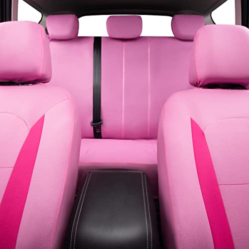 Flying Banner Car Seat Covers Front Seats Rear Bench Polyester car seat Protectors Easy installations Rear Bench Split - color: Rose red & Pink