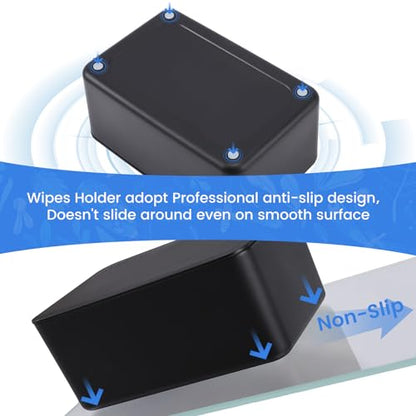 Baby Wipes Dispenser & Wipes Holder - Non-Slip Refillable Baby Wipes Container with Sealing Lid, Keeps Wipes Fresh, Portable Wipes Case for Travel & Home (Black) - color: Black