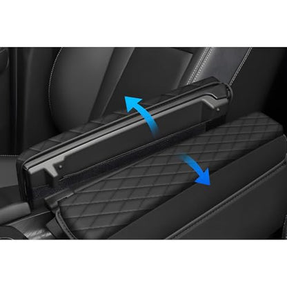 AOMSAZTO 2 Pieces Set Console Covers for 2021-2025 2026 Nissan Rogue Armrest Covers with Pockets Leather Black - color: Black with Pockets