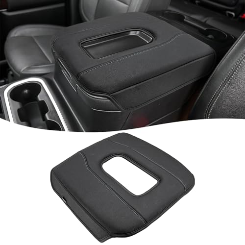 KBH Center Console Armrest Cover for 2019-2026 GMC Sierra & Chevy Silverado, 2021-2026 Tahoe & Suburban & Yukon, Bucket Seat Console Accessories, Black-Gray Stitches - color: Black-Gray Stitching, size: Bucket Seat, Silverado/Sierra 2019-2026 etc.