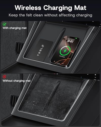 Center Console Organizer Tray for Tesla Model Y Juniper 2026 2025 (Premium & Performance), 8PCS - PC Material & Silent Silicone Armrest Storage Box Bottom Liners Wireless Charging Pad Cup Holder - size: Model Y Juniper