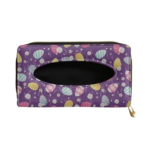 Leathr Egg Print Visor Tissue Holder with Zipper Car Tissue Box Holder Hanging Back Seat Durable Visor Tissue Holder Universal Fit Most Cars - color: Colorful Egg