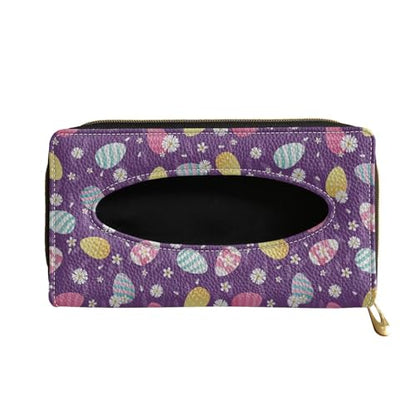 Leathr Egg Print Visor Tissue Holder with Zipper Car Tissue Box Holder Hanging Back Seat Durable Visor Tissue Holder Universal Fit Most Cars - color: Colorful Egg