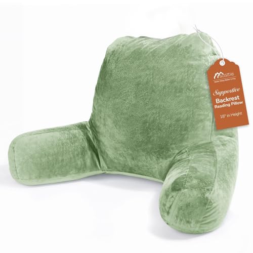 Sasttie Reading Pillow for Sitting in Bed Adult, Back Pillow for Bed Sitting Up, Backrest Back Support Chair Pillow, College Dorm Essentials for Girls and Boys, Sage Green Standard - color: Sage Green, size: Standard (18-Inch)