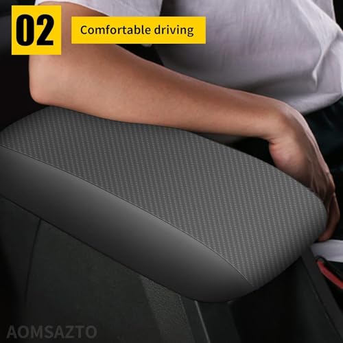 AOMSAZTO Armrest Covers for 2015-2019 Hyundai Sonata Carbon Fiber - color: black-3