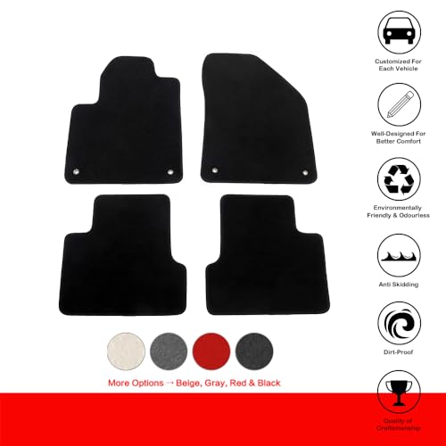 IKON MOTORSPORTS, Nylon Car Floor Mats Compatible with 2014-2023 Jeep Cherokee 4DR, OE Style Black Driver Passenger Car Carpets, Front Rear 4PCS Full Set