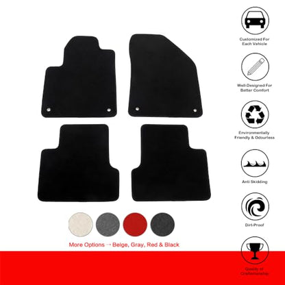 IKON MOTORSPORTS, Nylon Car Floor Mats Compatible with 2014-2023 Jeep Cherokee 4DR, OE Style Black Driver Passenger Car Carpets, Front Rear 4PCS Full Set