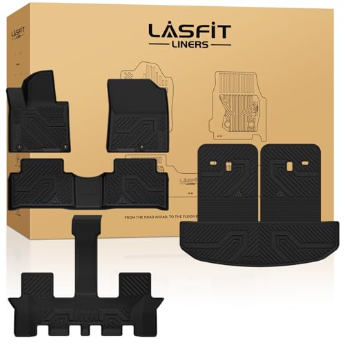 LASFIT Floor Mats & Backrest Mats & Cargo Mat for Kia Sorento 2026 2025 2024 2023 2022 2021 (Not Fit for Hybrid & PHEV) All Weather TPE Custom Fit Floor Liners Full Set Car Mats Accessories, Black