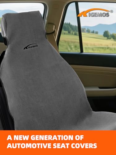 1 Pack Towel Car Seat Cover Towel, Waterproof Washable Front Seat Protectors with Terry Cloth, Non-Slip Backing, Universal Fit for Cars SUVs Trucks,Gym,Beach,Pets, Kids,Road Trips (Gray)