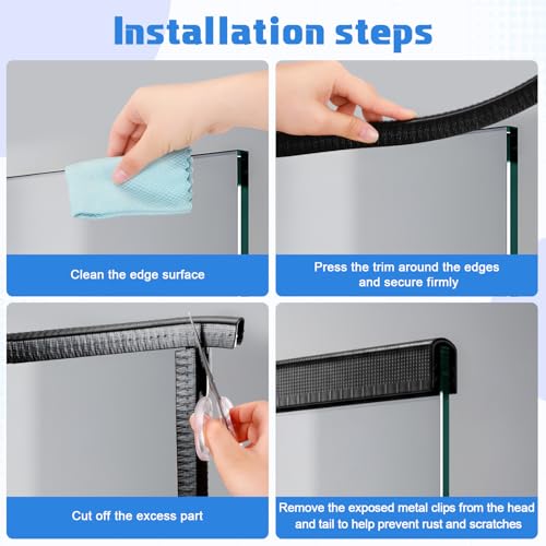 20ft U-Shape Edge Trim Fits 1/2" Edge, Rubber Strip with Metal Clips for Edges Protector, Black Edges Banding Strip for Sharp/Rough Surface, Tables, Cars, Door Frame, Boat & More - size: 20ft, 0.8"W X 0.9"H