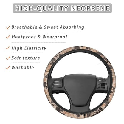 Camo Hunting Duck Steering Wheel Cover 15 Inches for Men Neoprene Anti-Slip Car Steering Wheel Grip Wrap Soft Car Accessories Protective for SUV Vehicle Sedan Truck - color: Camo Hunting Duck-Brown