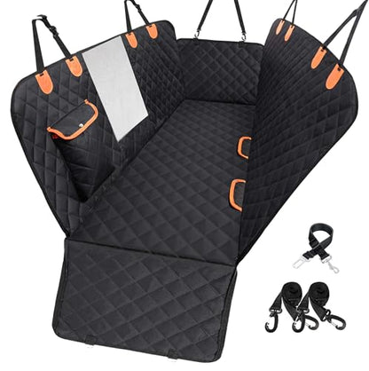 Dog Car Seat Cover for Back Seat 600D Scratchproof Nonslip Durable Waterproof Cars Pet Backseat Covers with Mesh Window Dogs Hammock for Car，SUV, Truck (54" W x 58" L)