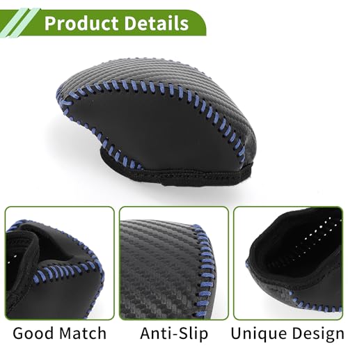 Gear Shift Knob Cover for Toyota RAV4 2019-2024 Anti-Slip Black Carbon Fiber Blue Faux Leather 1 Pc Stick Shifting Handle Protector