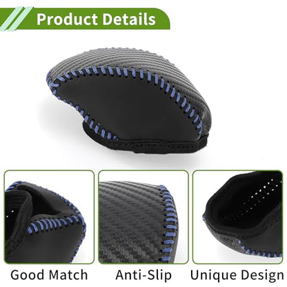 Gear Shift Knob Cover for Toyota RAV4 2019-2024 Anti-Slip Black Carbon Fiber Blue Faux Leather 1 Pc Stick Shifting Handle Protector