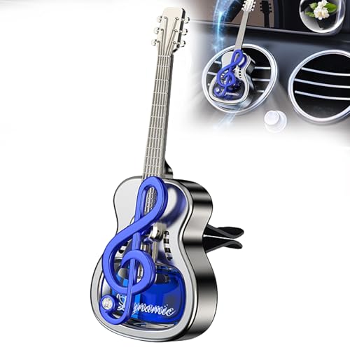 Guitar Car Air Freshener Diffuser Vent Clip Perfume Mini Portable Diffuser Automobile Dashboard Decoration Automobile Air Conditioner Decoration(no perfume)(blue, medium,Without perfume) - color: blue