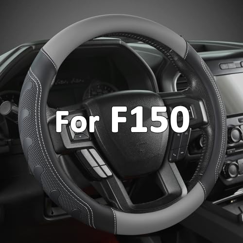 GIANT PANDA Car Steering Wheel Cover for Ford - F150 F250 F350 Expedition, (15.5-16 inches - Black+Gray) - color: Black+Gray, size: Ford F-Series & Expedition