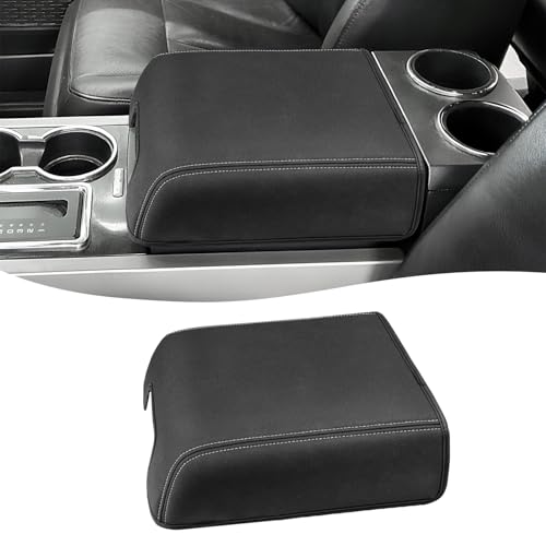 Center Console Cover for Ford F150 XL XLT 2004-2014, Expedition 2007-2014, Lincoln Mark LT 2006-2008, PU Leather Armrest Lid Protector, Anti-Scratch, Gray Stitches (Fits Bucket Seat Console Only) - size: Bucket Seat, 04-14 F150 XL XLT, gray stitch