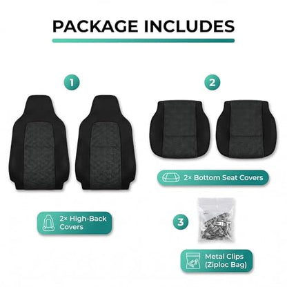 FH Group Car Seat Covers High Back Classic Cloth Front Pair Set with Gift, Easy to Install - Universal Fit for Cars, Trucks & SUVs (Black) FB102102 - color: Black, size: Front Set