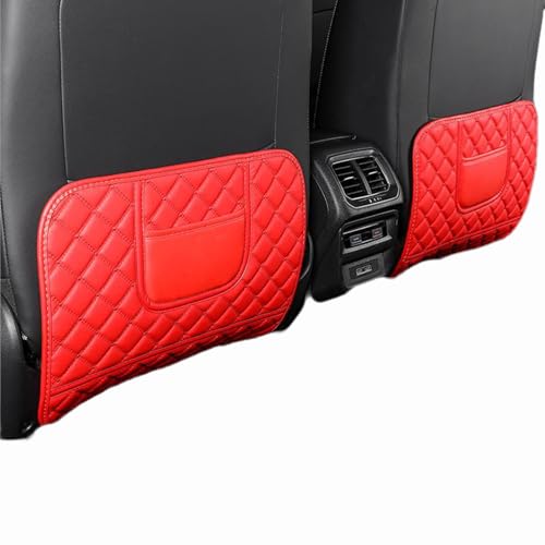 2pcs Car Seat Back Anti Kick Mat Half-Size Pad Leather Cover Seat Protector Auto Accessories (Red) - color: Red