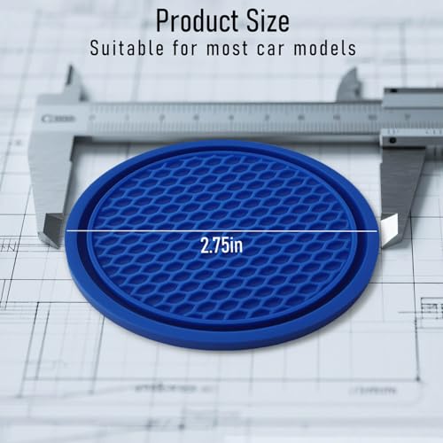 Car Cup Holder Coaster 4 Pack - Non Slip & Shockproof,Flexible PVC Rubber Insert for Car/Truck/SUV/Van (2.75"x0.2") Universal Fit Auto Cup Holders Accessories for Women and Man (Blue) - color: Blue