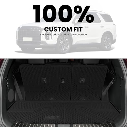 LASFIT Cargo Trunk Mat & Backrest Mats for Hyundai Palisade 2025 2024 2023 2022 2021 2020 All Weather TPE Custom Fit Car Trunk Mats Cargo Liner & Seatback Mats Accessories, Black - size: 2)For Hyundai Palisade | 2020-2025 | Cargo