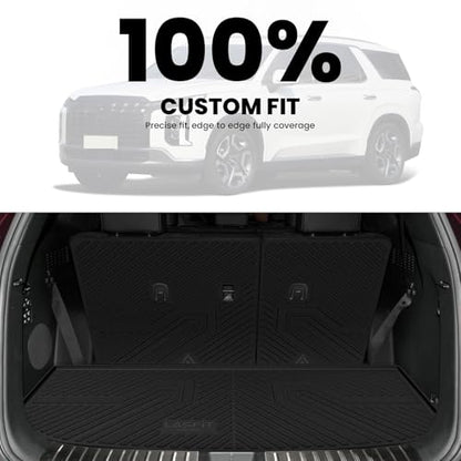 LASFIT Cargo Trunk Mat & Backrest Mats for Hyundai Palisade 2025 2024 2023 2022 2021 2020 All Weather TPE Custom Fit Car Trunk Mats Cargo Liner & Seatback Mats Accessories, Black - size: 2)For Hyundai Palisade | 2020-2025 | Cargo