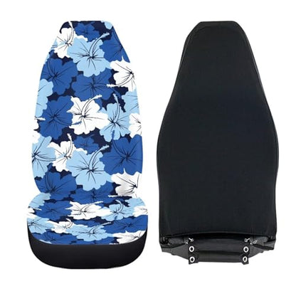 Blue Hibiscus Car Front Seat Covers Soft Car Seat Cover Universal Fit Most Cars,SUV, Trucks, Easy to Install Breathable Front Seats Cover Fashion Auto Interior Accessories - color: Blue Hibiscus