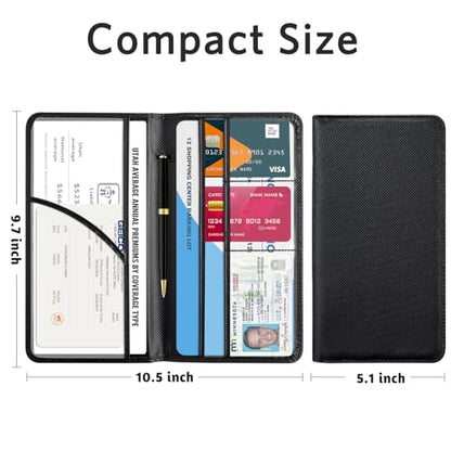 CoBak Car Registration and Insurance Holder - Vehicle Glove Box Car Organizer,Auto Truck Comparment Accessories Case with Magnetic Closure for Driver License,Cards - color: L-Carbon Black
